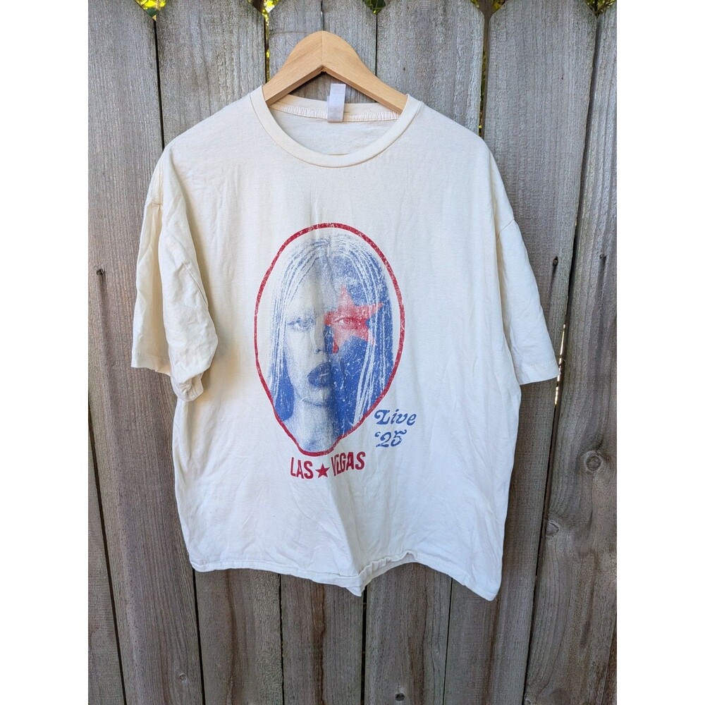 Beyonce T Shirt Cowboy Carter Las Vegas 2025 2XL Short Sleeve Beige Double Sided